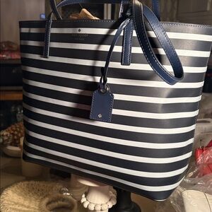 kate spade Black and White Striped Tote